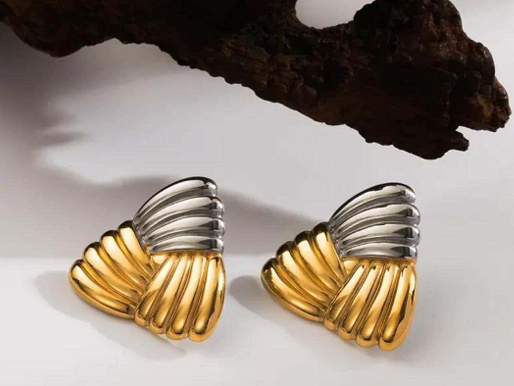 Two Tone Triangle Studs