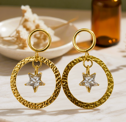 Round Hole Star Dangler Earrings