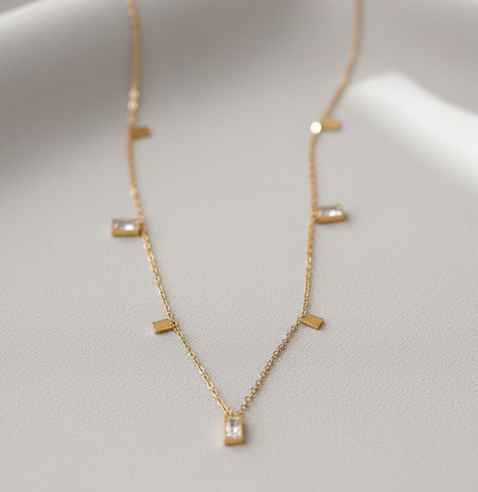 Crystal Tassel Charms Necklace