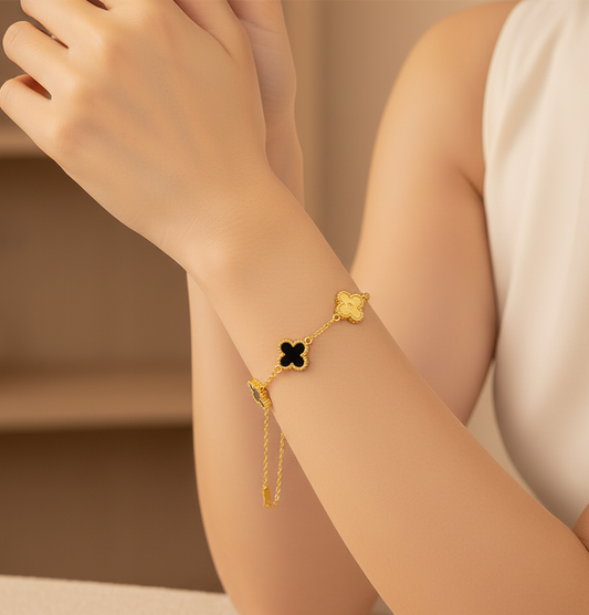 Black Golden Clover Bracelet