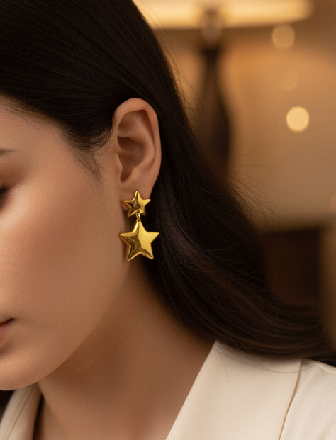 Double Star Drop Earrings