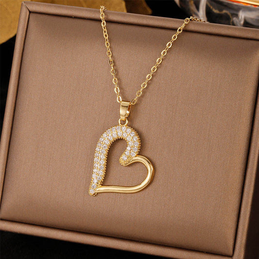 Tilted Heart Pendant with Chain