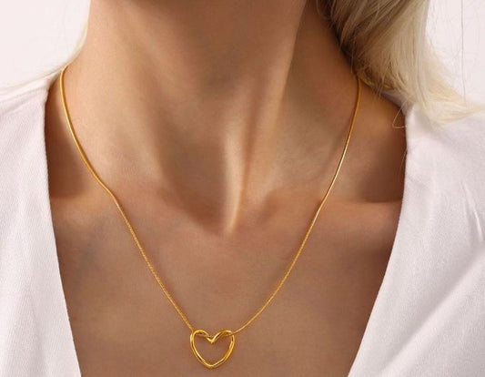 Hollow Heart Pendant with Chain