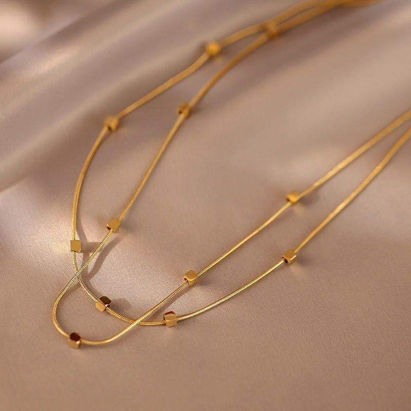 Double layered Square Beads Necklace