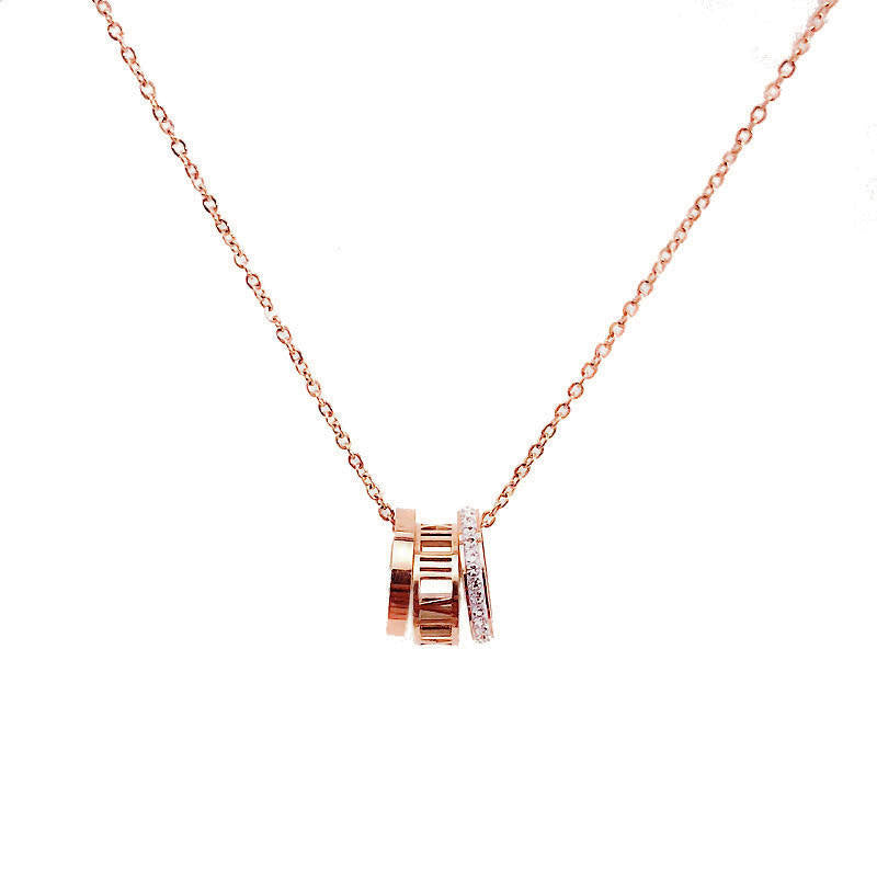 Roman Ring Rose Gold Necklace