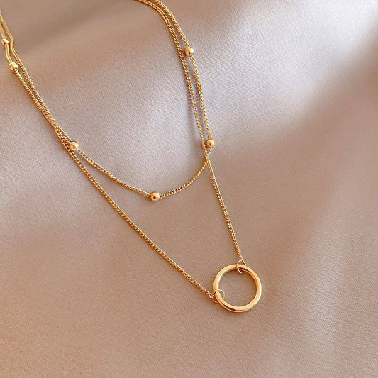 Double Layered Ring Necklace