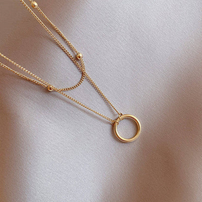 Double Layered Ring Necklace