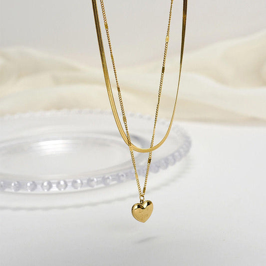 Two layered heart necklace