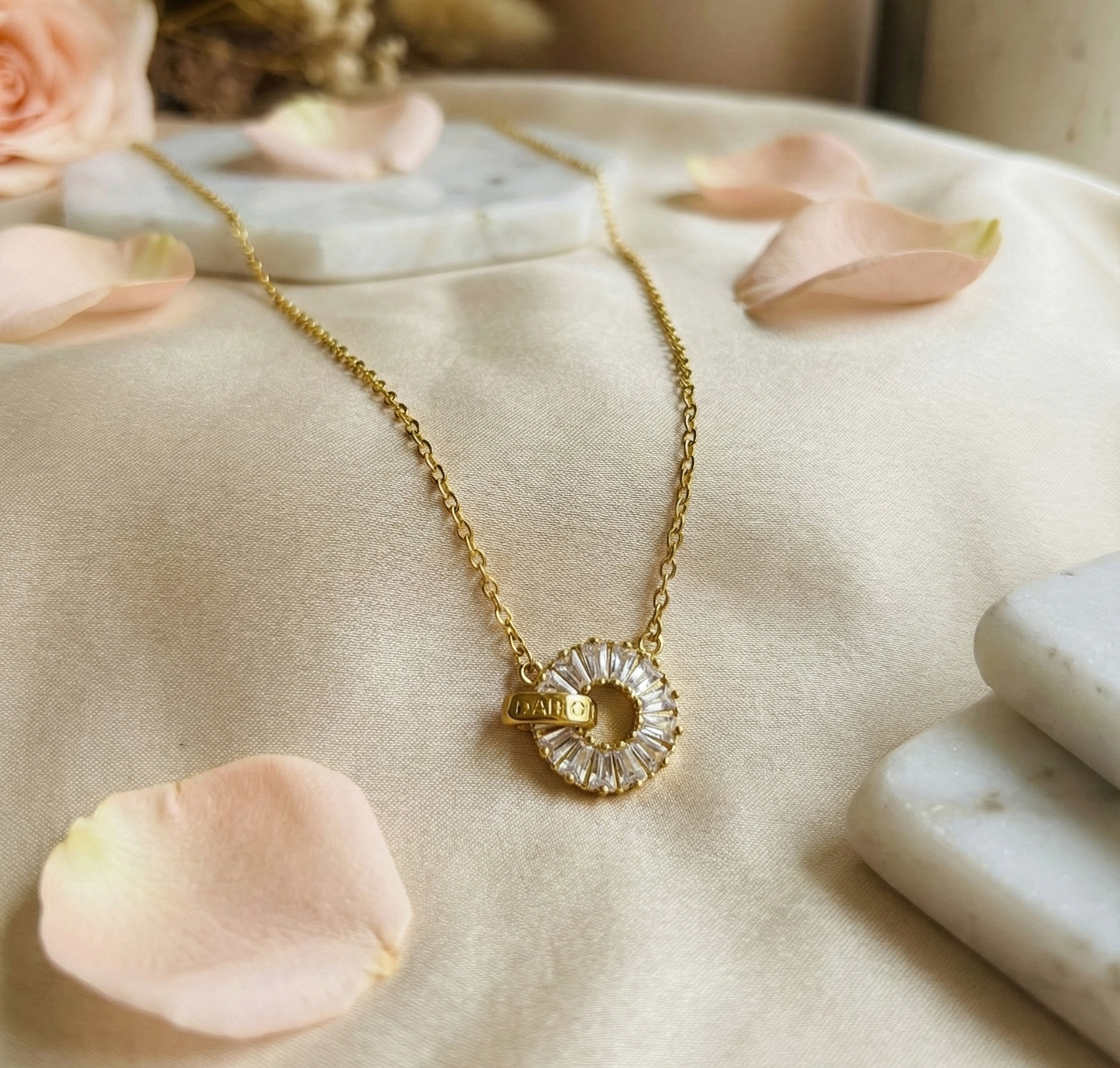 Elegant Diamond Studded Round Necklace