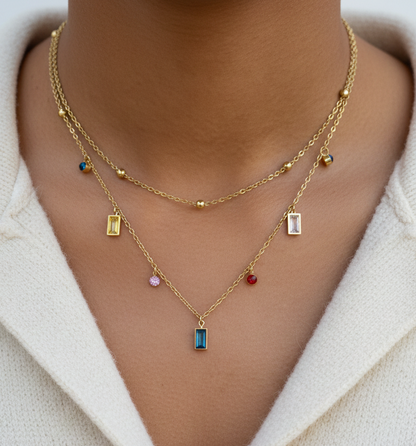 Dual Layer Multi Colour Charms Necklace