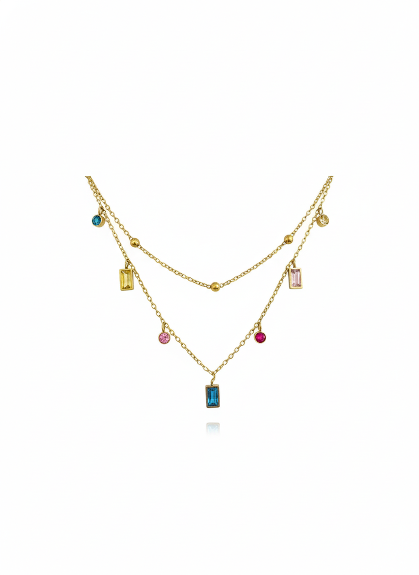 Dual Layer Multi Colour Charms Necklace