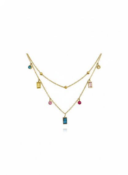 Dual Layer Multi Colour Charms Necklace