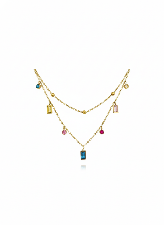 Dual Layer Multi Colour Charms Necklace