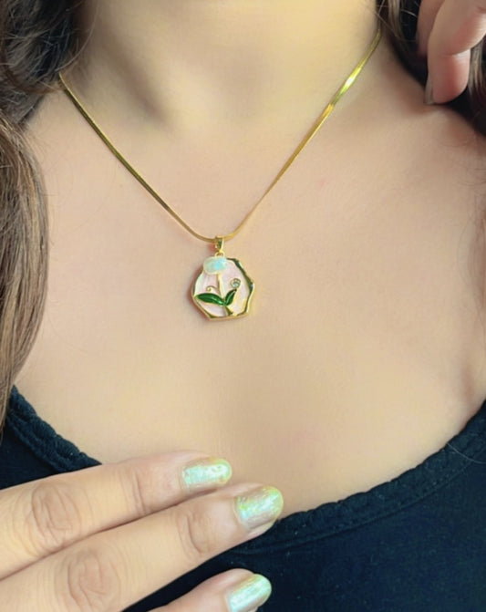 Drip Oil Pink Floral Pendant