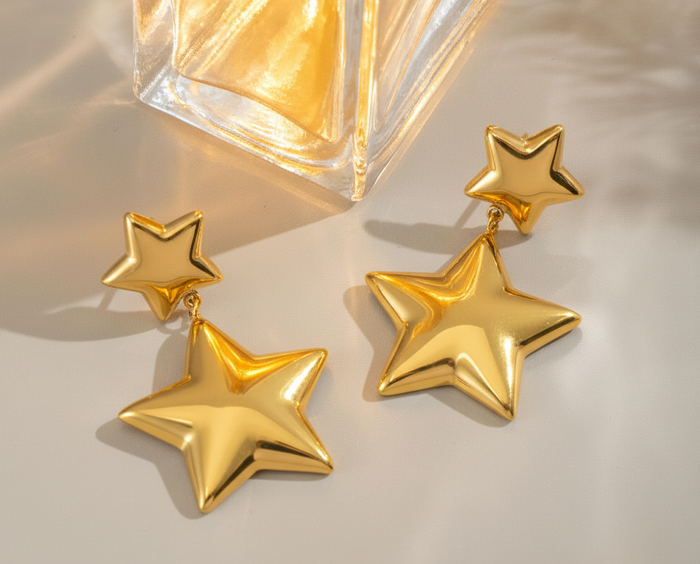 Double Star Drop Earrings