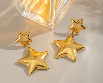 Double Star Drop Earrings