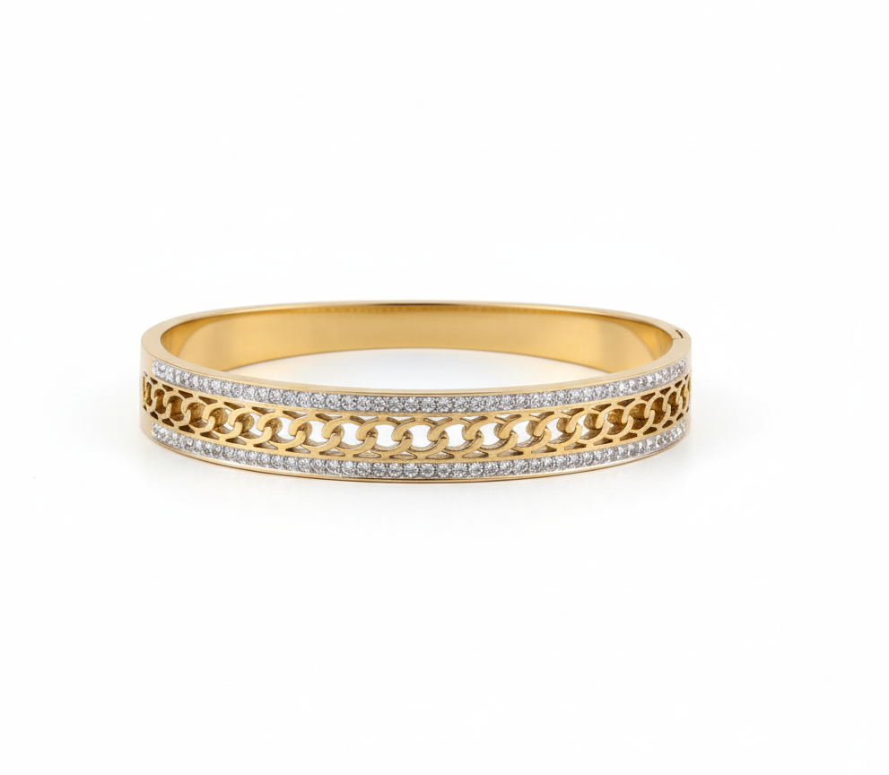 Gold Diamond Stripes Ethnic Wear Bracelet (Kada)