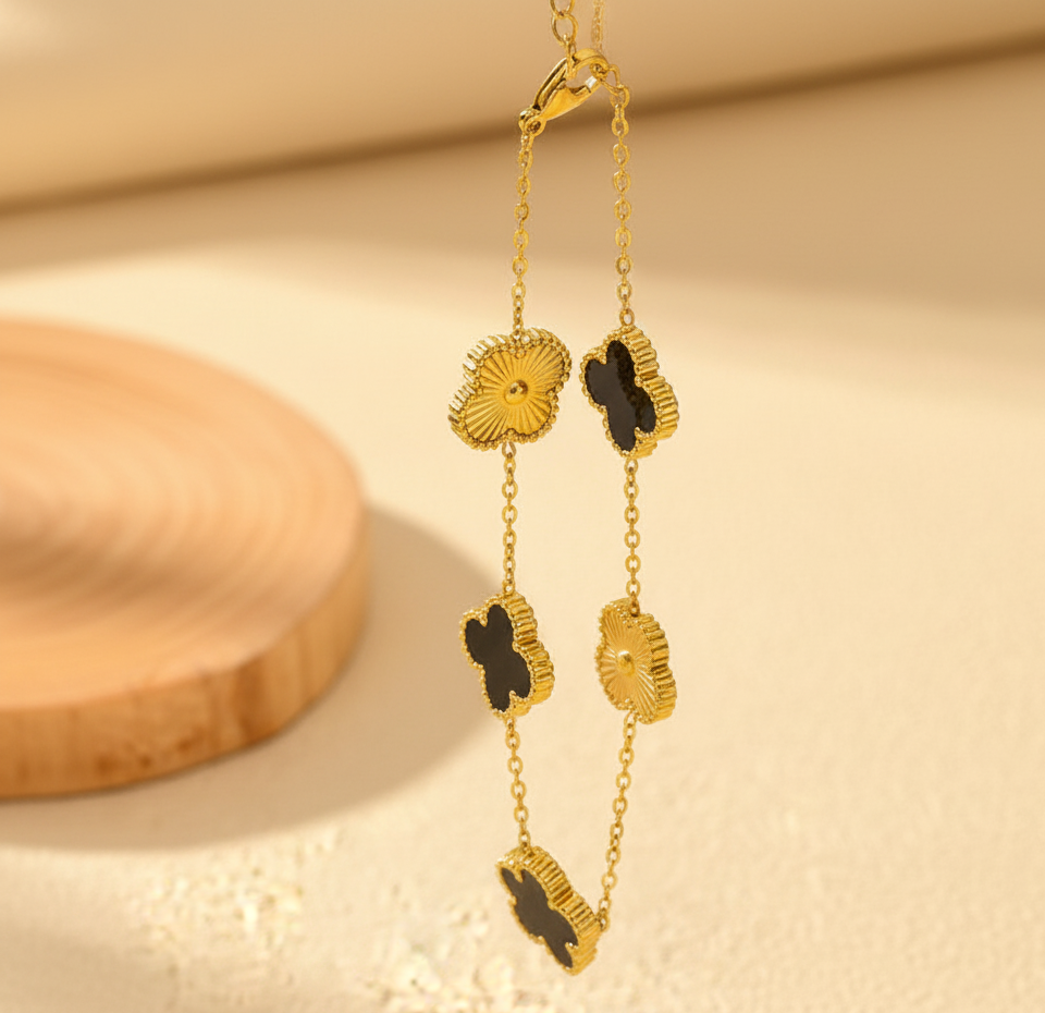 Black Golden Clover Bracelet