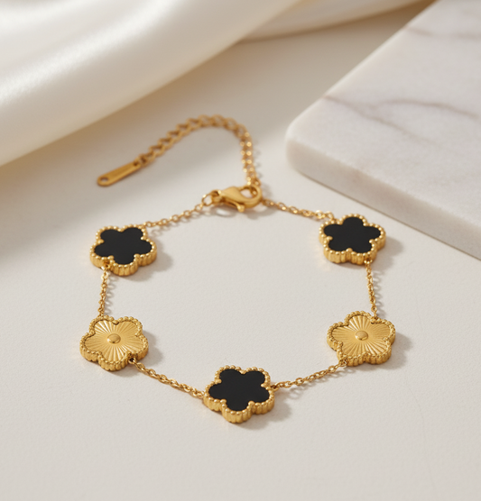 Black Golden Clover Bracelet