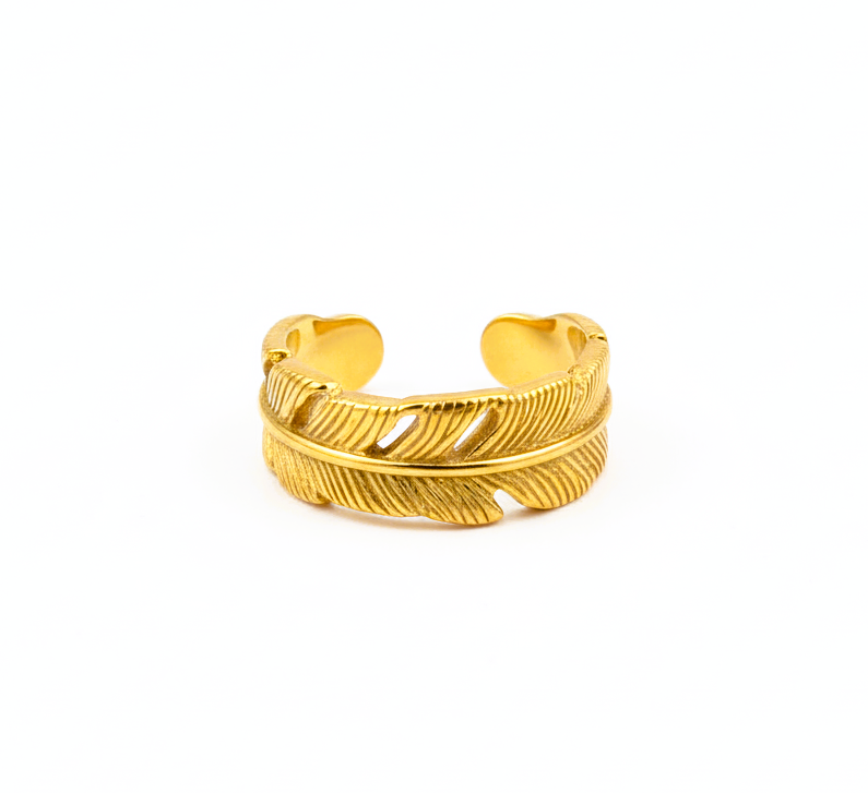 Adjustable Textured Leaf Ring