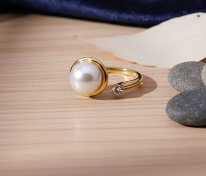 White Pearl Stone Adjustable Ring