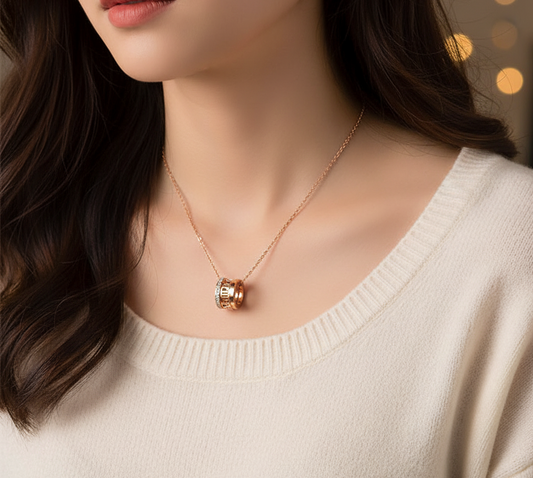 Roman Ring Rose Gold Necklace