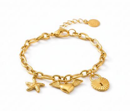Link Chain Wing Heart Bracelet