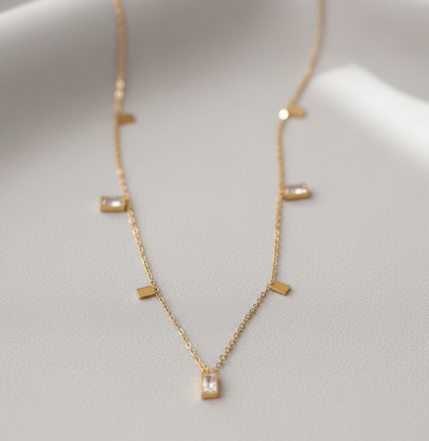 Crystal Tassel Charms Necklace