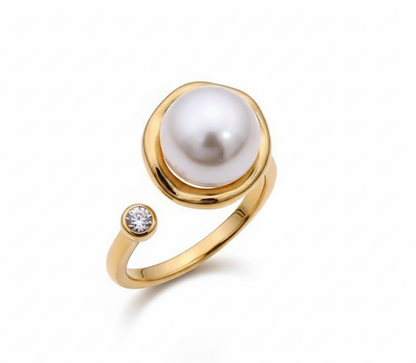 White Pearl Stone Adjustable Ring