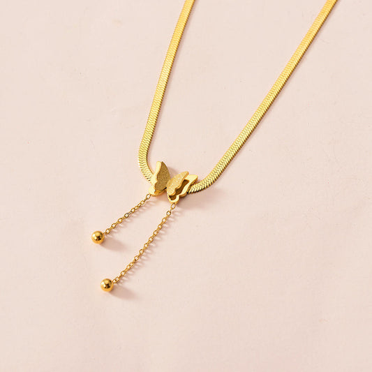 Butterfly with Snake Chain Necklace