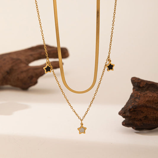 Dual Layer Star Snake Chain Necklace