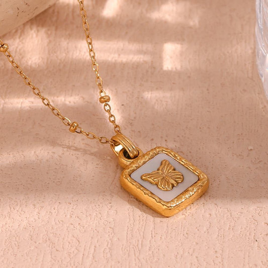 Butterfly in Square Pendant Chain