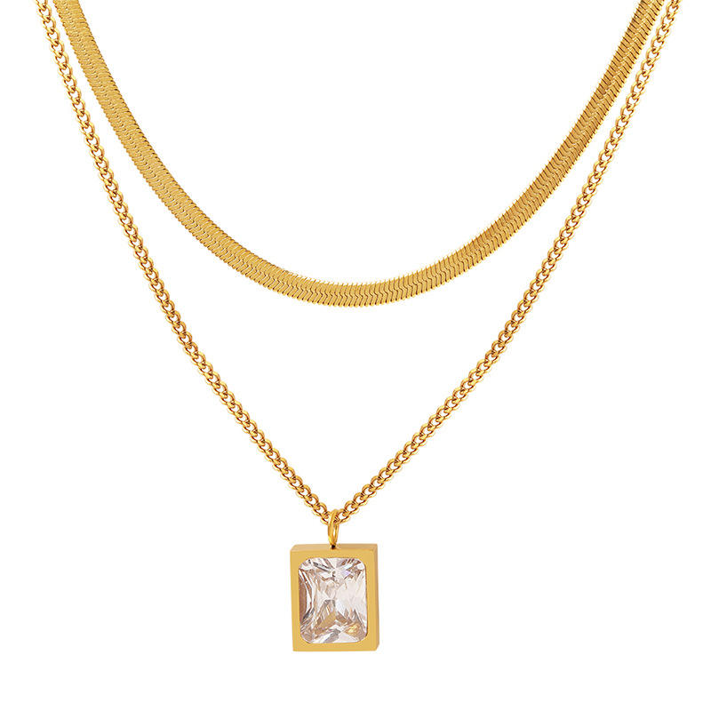 Double Layer Diamond Snake Chain Necklace