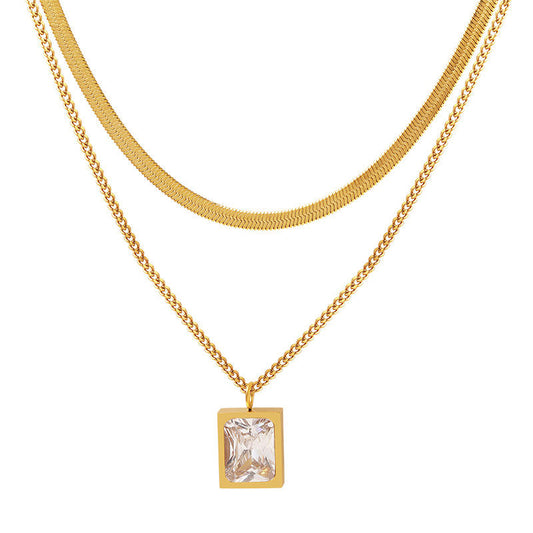 Double Layer Diamond Snake Chain Necklace