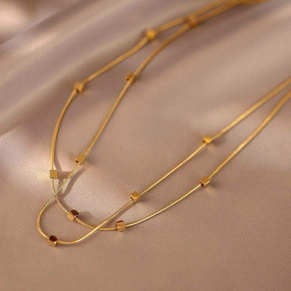 Double layered Square Beads Necklace