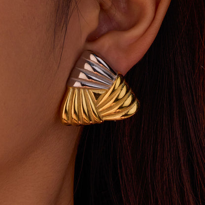 Two Tone Triangle Studs