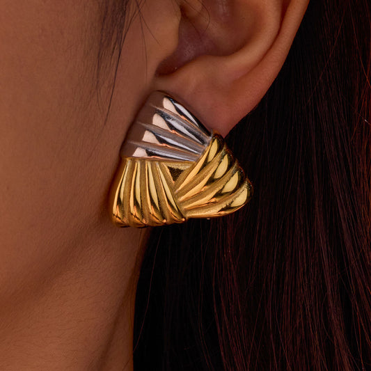 Two Tone Triangle Studs