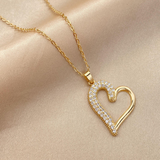 Tilted Heart Pendant with Chain