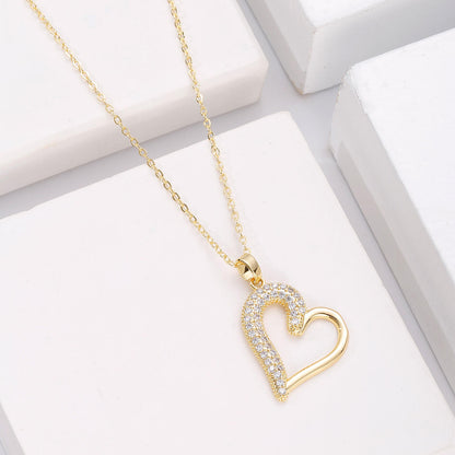 Tilted Heart Pendant with Chain
