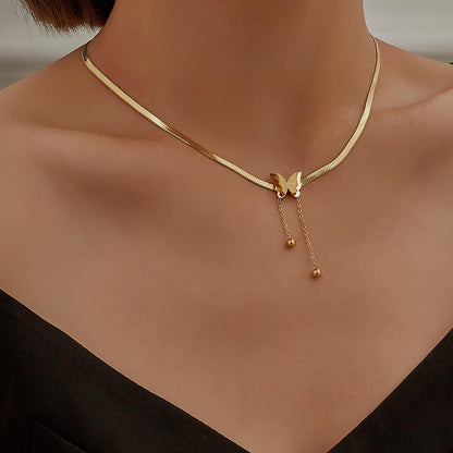 Butterfly with Snake Chain Necklace