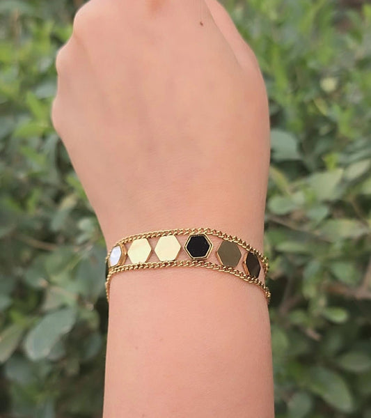 Dainty Hexagon Layered Bracelet