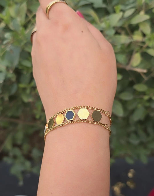 Dainty Hexagon Layered Bracelet