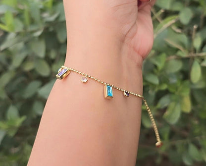 Multi Color Charms Chain Bracelet