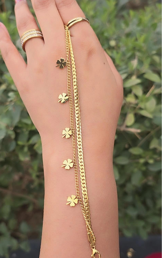 Layered Clover Charms Bracelet