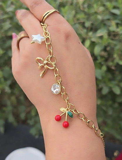 Cherry Bow Charms Bracelet
