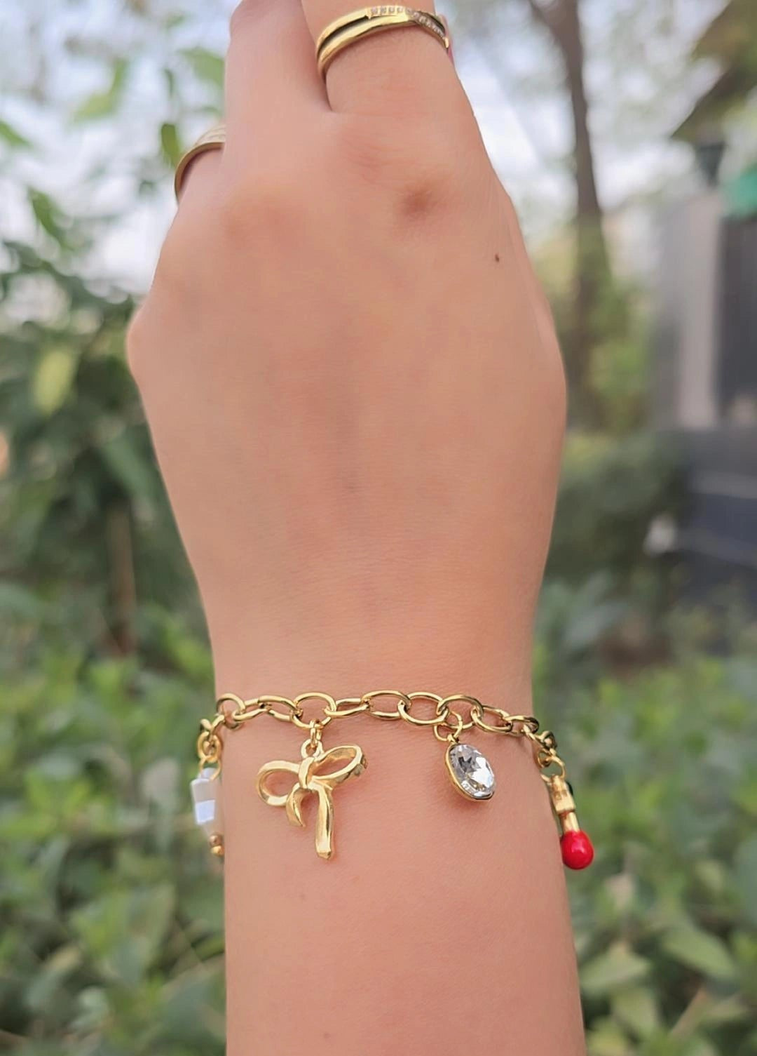 Cherry Bow Charms Bracelet