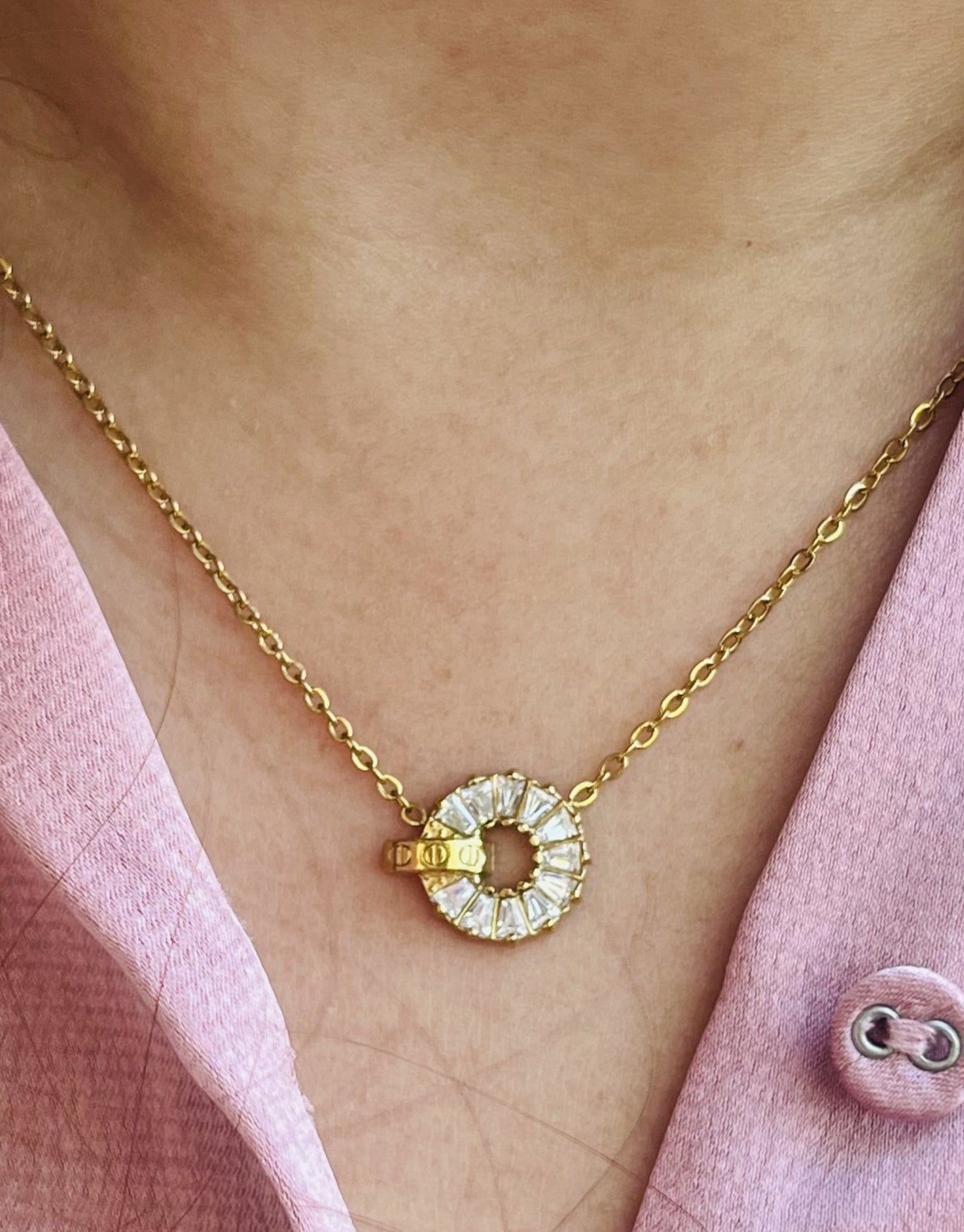 Elegant Diamond Studded Round Necklace