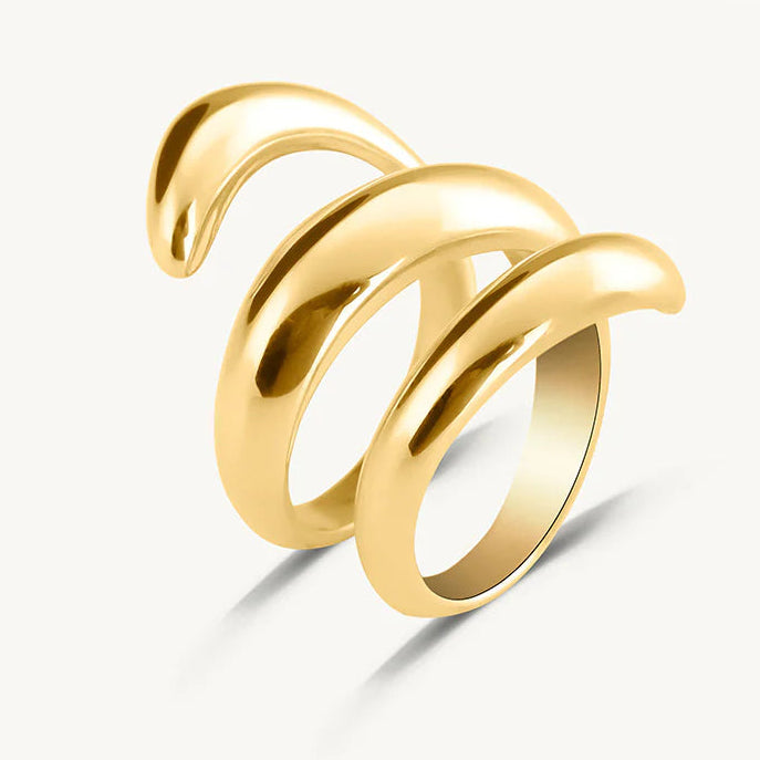 Spiral Three Layer Gold Ring