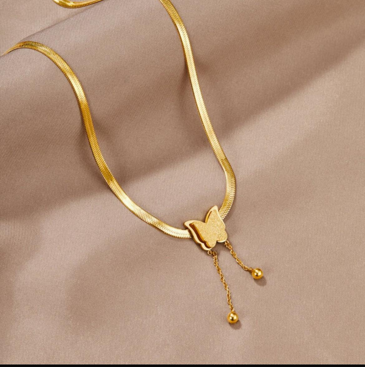 Butterfly with Snake Chain Necklace