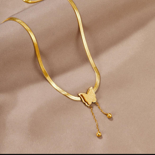 Butterfly with Snake Chain Necklace
